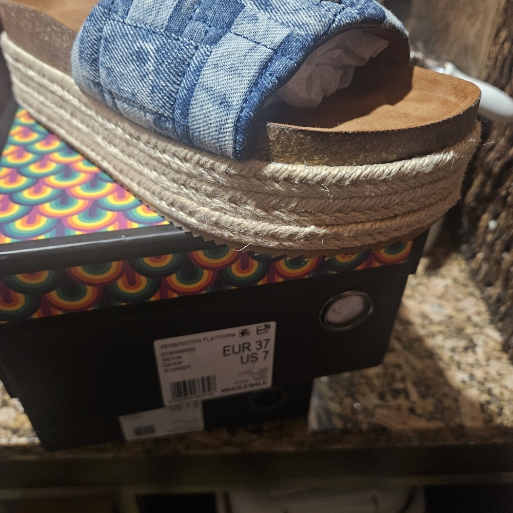 Blue Denim Platform Sandals